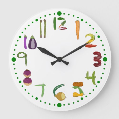 Vegetable Kitchen Wall Clock for Gardeners Vegans