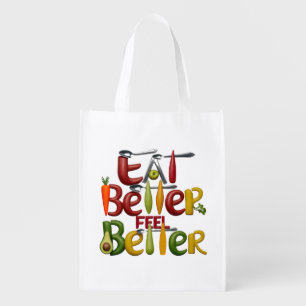 Vegetable Lovers Vibrant & Healthy Living Designs Grocery Bag