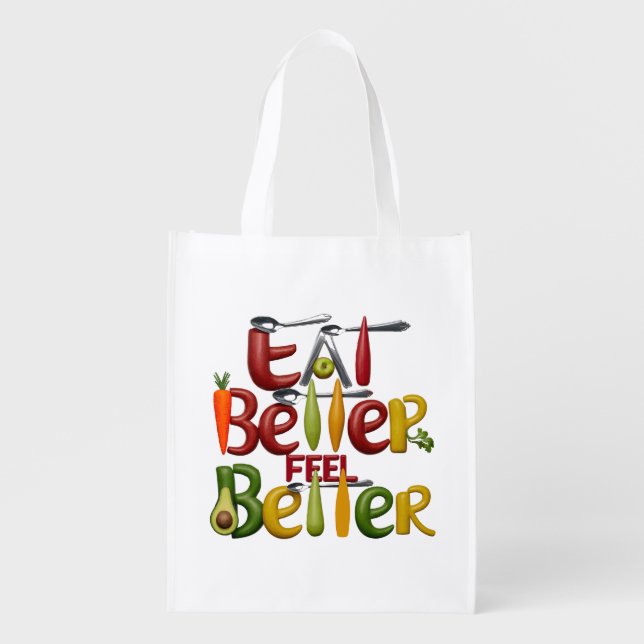 Vegetable Lovers Vibrant & Healthy Living Designs Grocery Bag (Front)