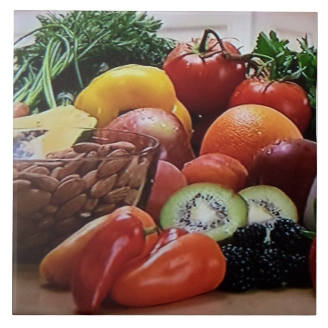 Vegetable Nut and Fruit Ceramic Tile (Front)