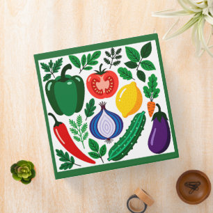 Vegetable pattern 3 ring binder