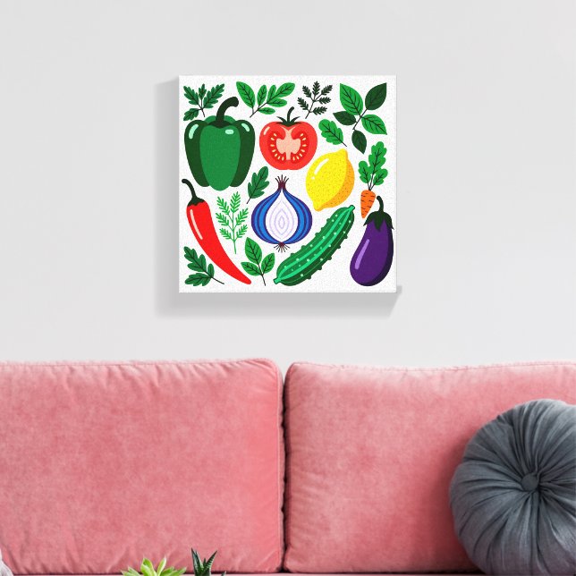 Vegetable pattern canvas print (Insitu(LivingRoom))