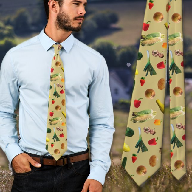 Vegetable Pattern Farmers Food Print Neck Tie (Creator Uploaded)