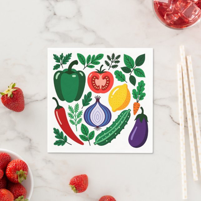 Vegetable pattern napkins (Insitu)