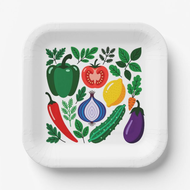 Vegetable pattern paper plates (Front)