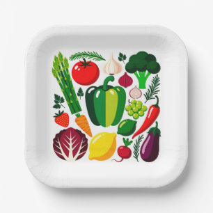 Vegetable pattern paper plates