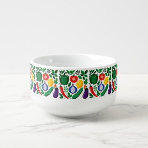 Vegetable pattern soup mug