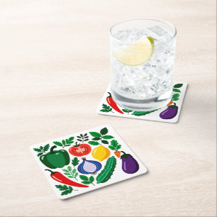Vegetable pattern square paper coaster