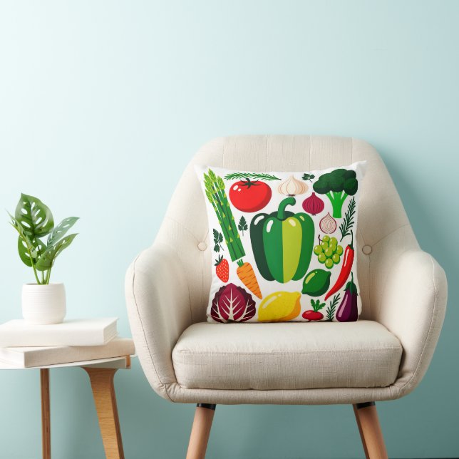Vegetable pattern throw pillow (Chair)