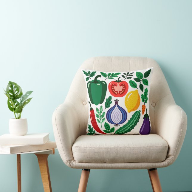 Vegetable pattern throw pillow (Chair)