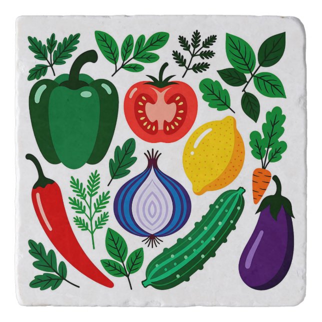 Vegetable pattern trivet (Front)