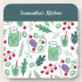 Vegetable Salad Pattern with Name Green Kitchen Beverage Coaster