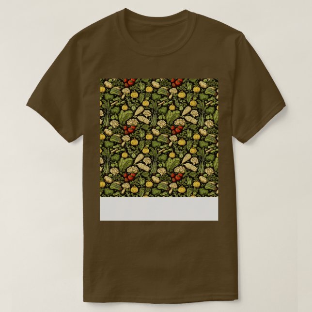 Vegetable Seamless Pattern Veggie Leafy Green Sala T-Shirt (Design Front)