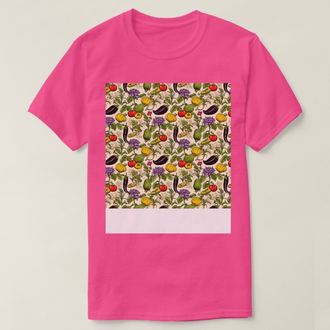 Vegetable Seamless Pattern Veggie Leafy Green Sala T-Shirt (Design Front)