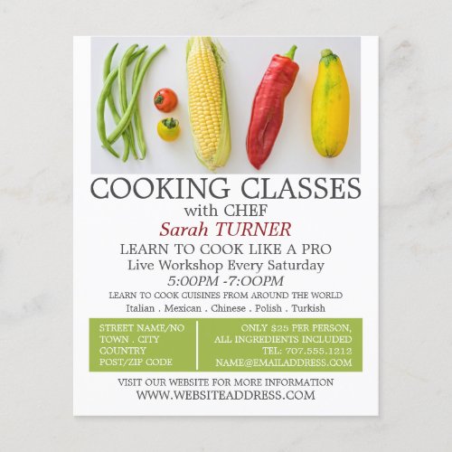 Vegetable Selection Cooking Classes Advertising Flyer