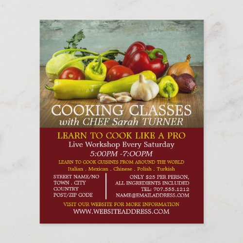 Vegetable Selection Cooking Classes Advertising Flyer