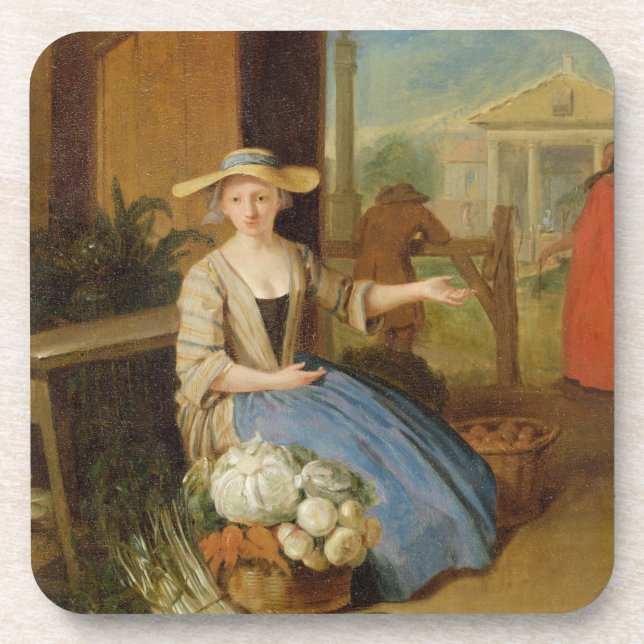 Vegetable Seller, Covent Garden, c.1726 (oil on pa Beverage Coaster (Front)