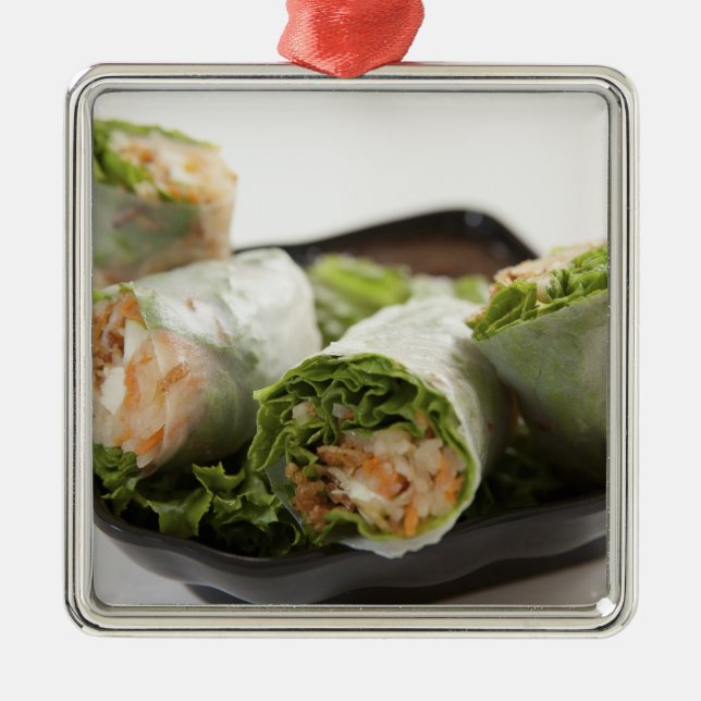 Vegetable Spring Rolls Metal Ornament (Front)
