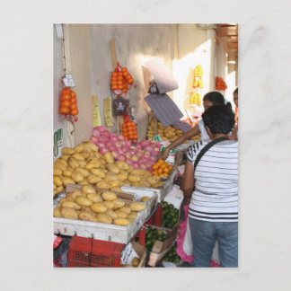 Vegetable stall postcard