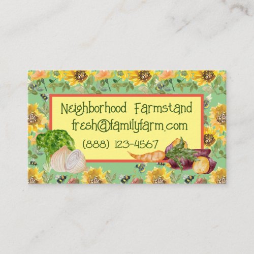 Vegetable Stand Sunflower Bee Customizable Business Card