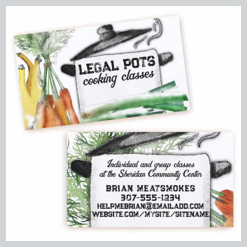 vegetable steaming pot cooking class chef catering business card