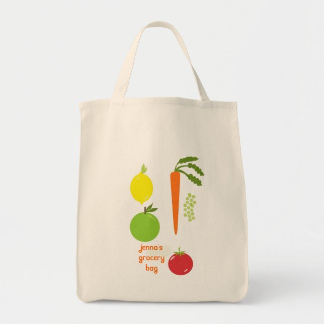 Vegetable Themed Reusable Grocery Tote (Front)