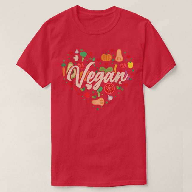Vegetable Vegan Heart  T-Shirt (Design Front)
