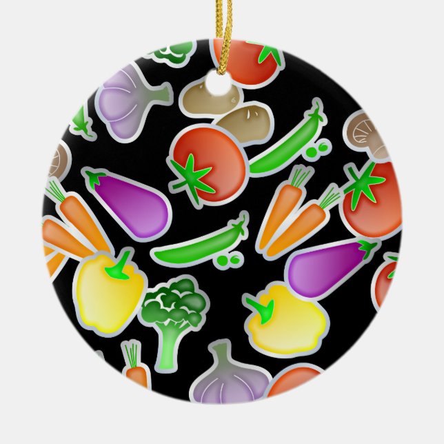 Vegetable Wallpaper Ceramic Ornament (Front)