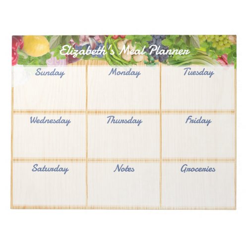 Vegetable Weekly Meal Planner Notepad