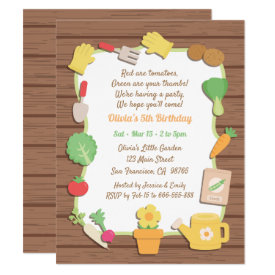 Vegetables and Flower Garden Kids Birthday Party Invitation