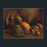 Vegetables and Fruit by Vincent van Gogh Postcard<br><div class="desc">Still Life with Vegetables and Fruit by Vincent van Gogh is a vintage fine art post impressionism still life painting featuring a variety of food, fruits and vegetables in a kitchen. Pears, apples, lettuce, turnips, potatoes and other autumn seasonal root veggies ready to cook. About the artist: Vincent Willem van...</div>