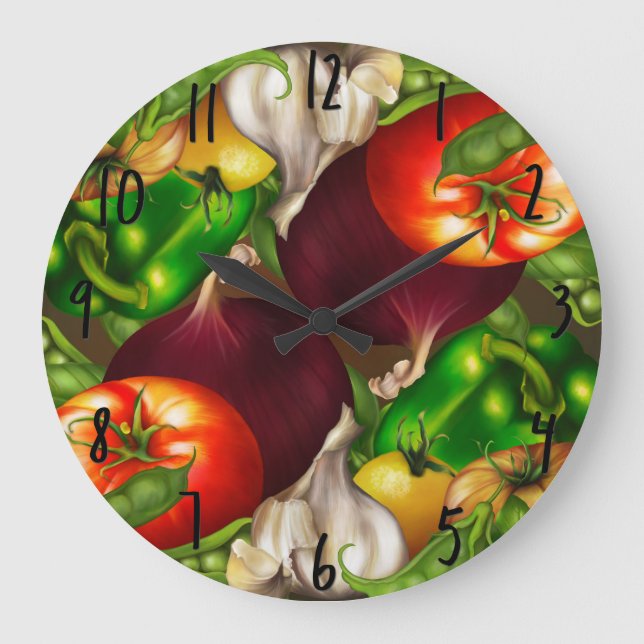 Vegetables and Herbs Organic Natural Fresh Food Large Clock (Front)