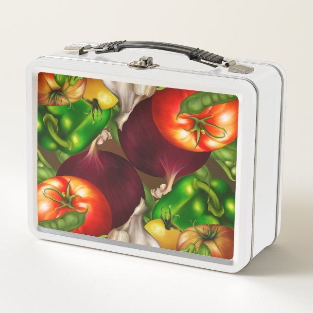 Vegetables and Herbs Organic Natural Fresh Food Metal Lunch Box (Front)