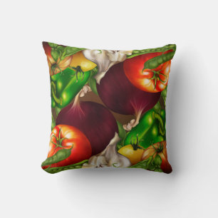 Vegetables and Herbs Organic Natural Fresh Food Throw Pillow