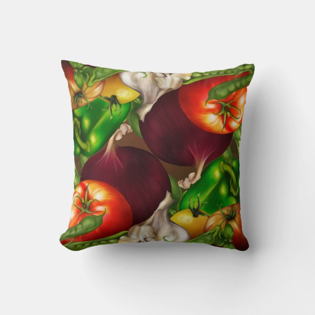 Vegetables and Herbs Organic Natural Fresh Food Throw Pillow (Front)