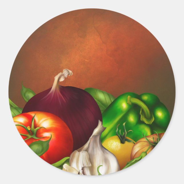 Vegetables and Herbs Organic Natural Veggies Food Classic Round Sticker (Front)