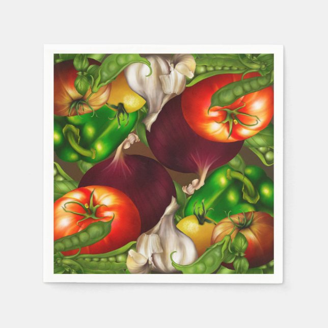 Vegetables and Herbs Organic Natural Veggies Food Napkins (Front)