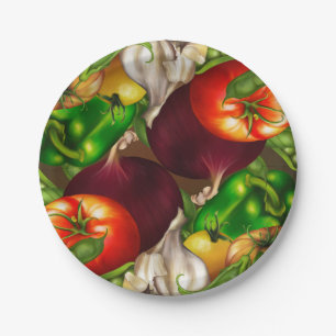 Vegetables and Herbs Organic Natural Veggies Food Paper Plates