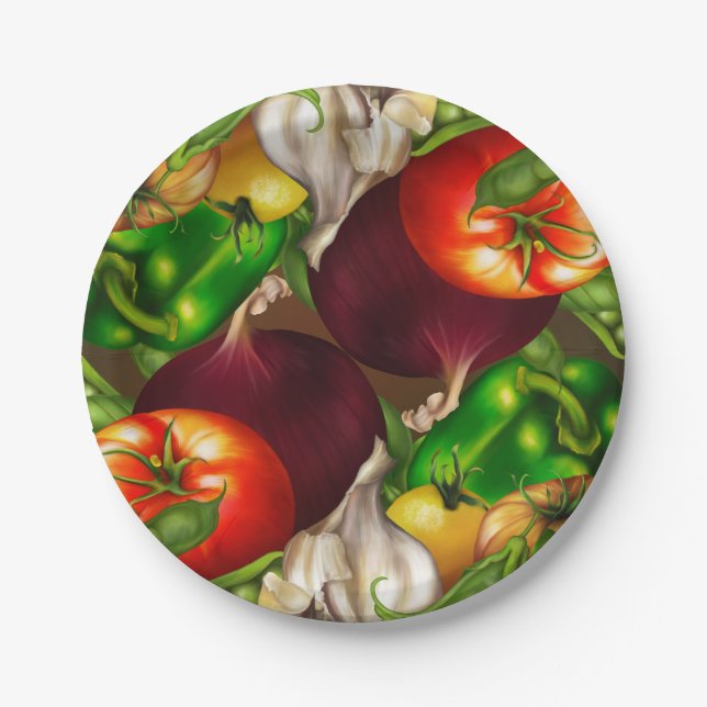 Vegetables and Herbs Organic Natural Veggies Food Paper Plates (Front)