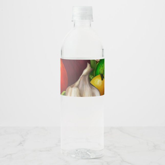 Vegetables and Herbs Organic Natural Veggies Food Water Bottle Label (Front)