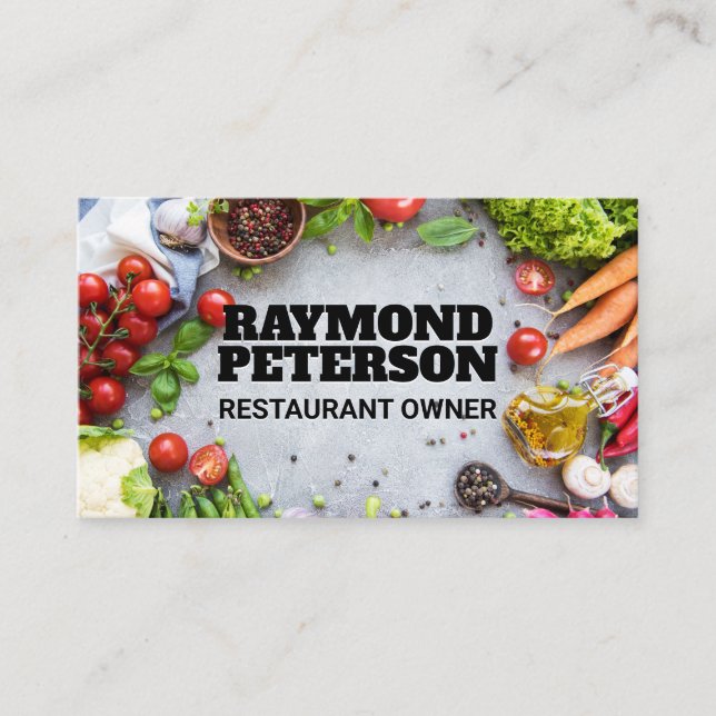 Vegetables and Spices | Culinary Ingredients Business Card (Front)