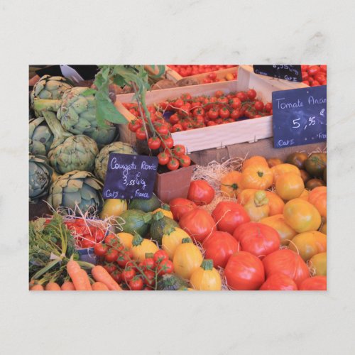vegetables at a market in the Provence Postcard