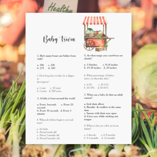 Vegetables baby shower Baby Trivia Game (Creator Uploaded)