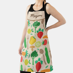 Vegetables broccoli carrots pepper lemon Custom Apron