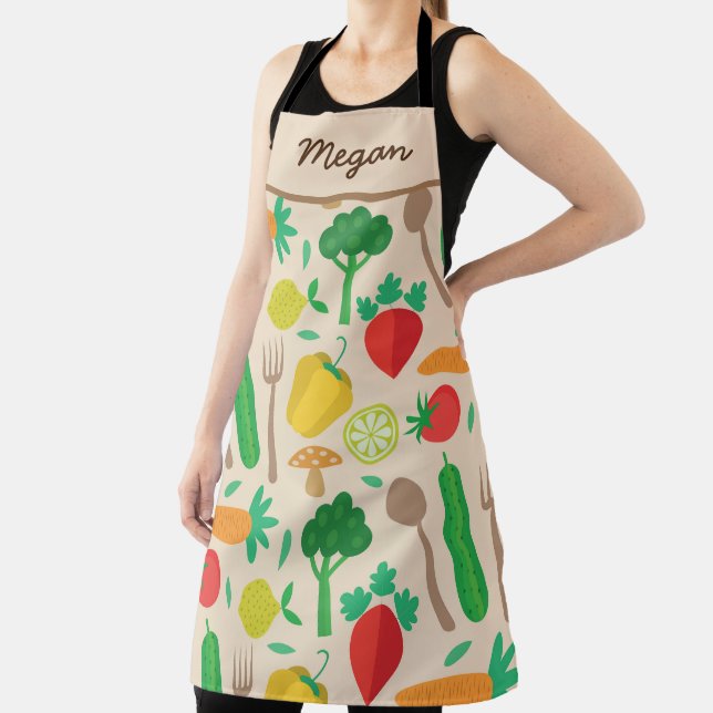 Vegetables broccoli carrots pepper lemon Custom  Apron (Insitu)