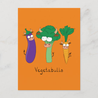 Vegetables Bulls Cute Kids Cartoon Postcard