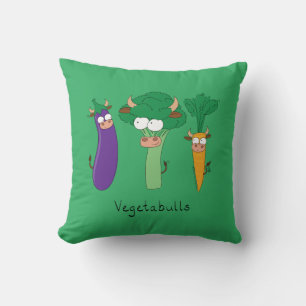 Vegetables Bulls Cute Kids Cartoon Throw Pillow