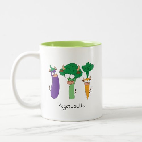 Vegetables Bulls Cute Kids Cartoon Two_Tone Coffee Mug