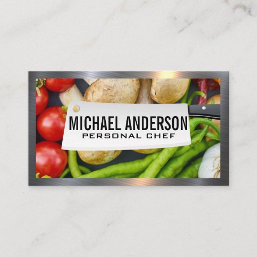 Vegetables  Butchers Knife  Culinary Business Card