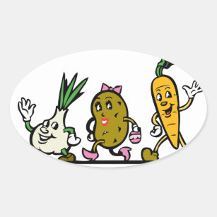 vegetables-cartoon-root-vegetables oval sticker